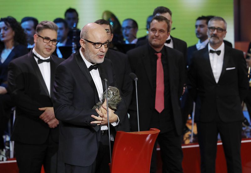 El director Juanjo Giménez Peña recibe el Goya 2107 al mejor cortometraje de ficción por 'Timecode'