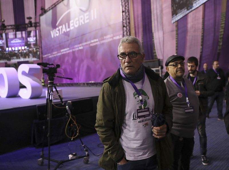 El diputado de Podemos Diego Cañamero a su llegada al Palacio de Vistalegre