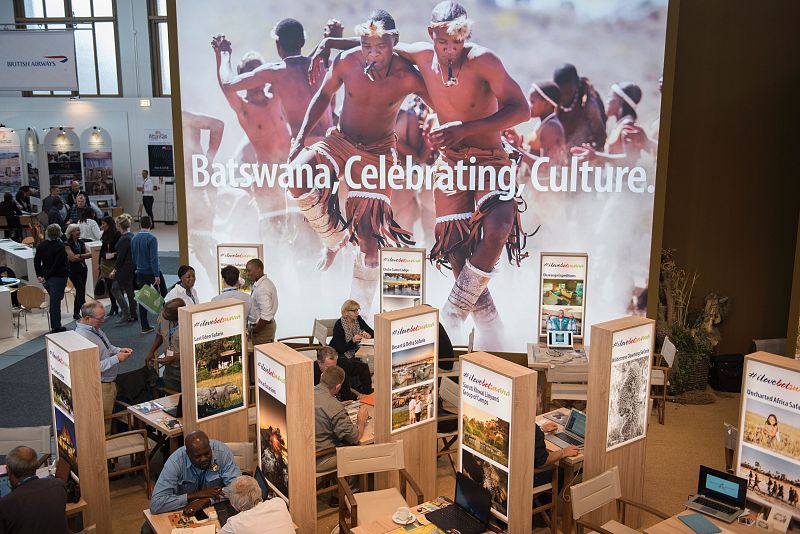 Imagen promocional de stand de Botsuana en la Feria Internacional de Turismo ITB de Berlín (Alemania).