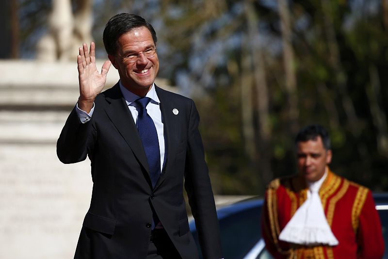 El primer ministro holandés, Mark Rutte, llega al Campidoglio
