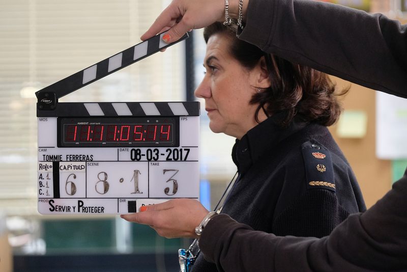 Luisa Martín durante la grabación de 'Servir y proteger'