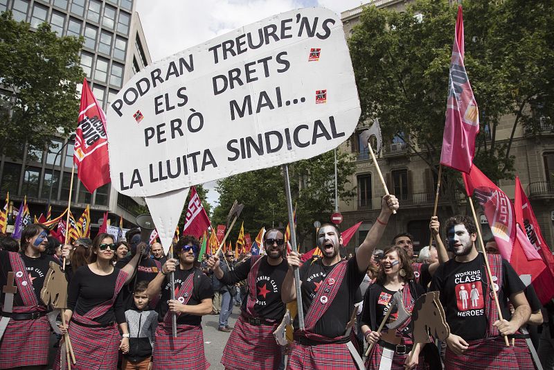 Manifestación del Día del Trabajo en Barcelona