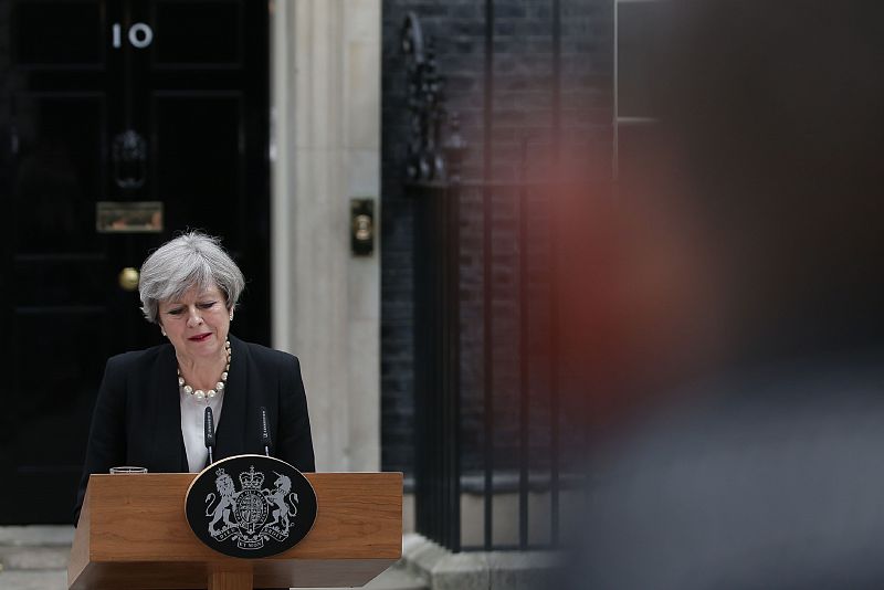 La primera ministra británica, Theresa May, comparece en Downing Street después del atentado