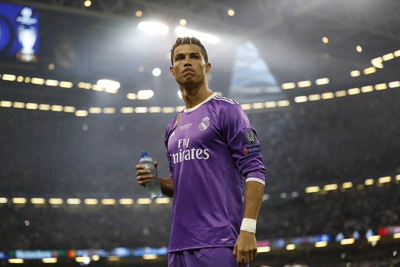 Cristiano Ronaldo, la estrella del Real Madrid, instantes antes del comienzo de la final de Champions.