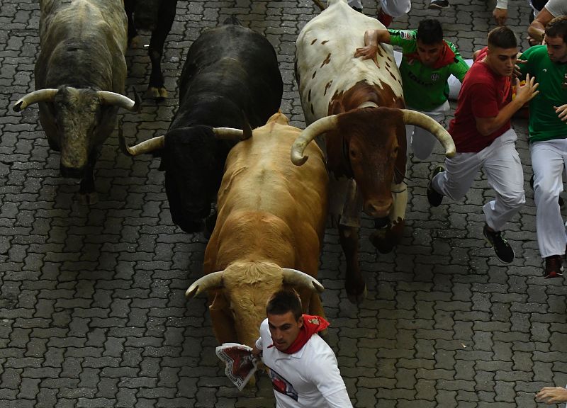 Cuatro de los toros se mantuvieron a la cabeza del encierro