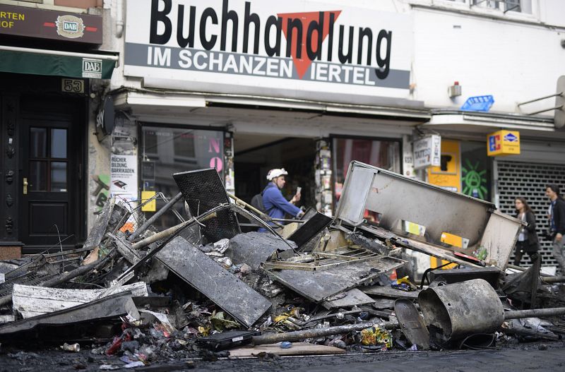 Graves destrozos en las calles de Hamburgo