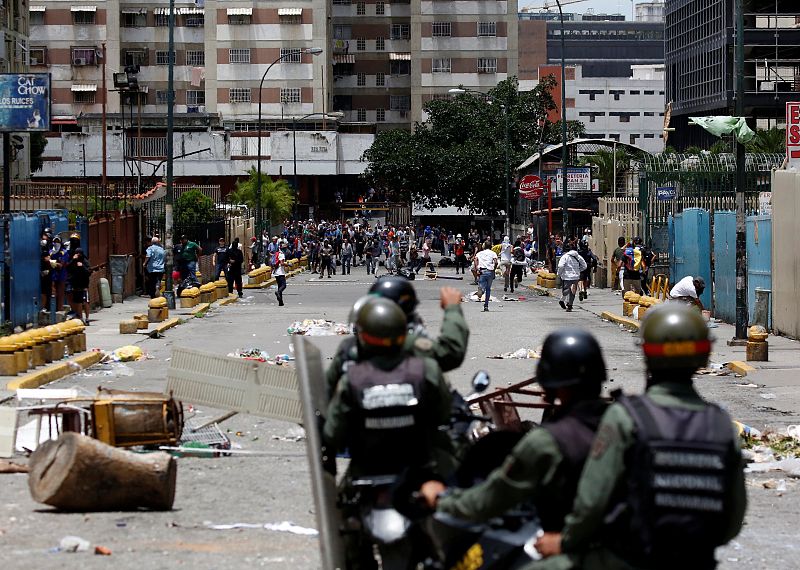 Enfrentamientos durante la huelga general en Venezuela