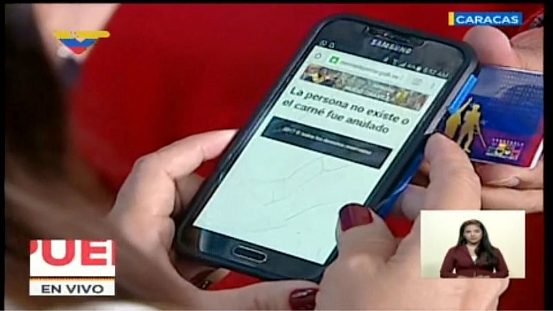 Una captura de pantalla con el resultado del escaneo del 'Carnet de la Patria' con el que el presidente de Venezuela, Nicolás Maduro, ha votado