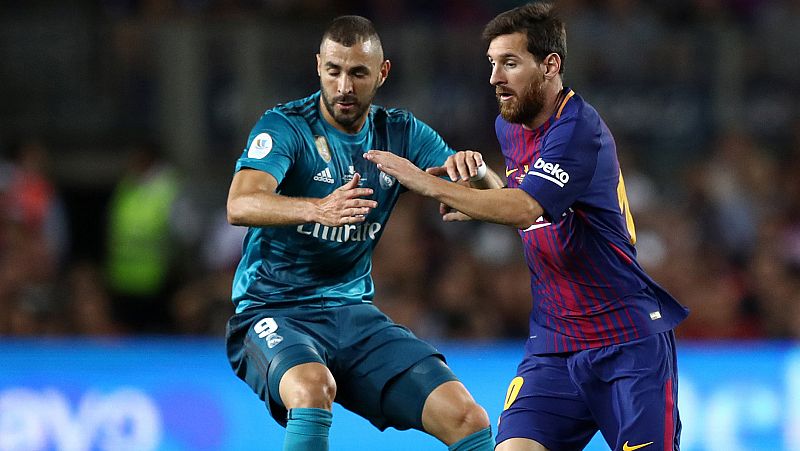 Benzema y Messi, en un momento del partido
