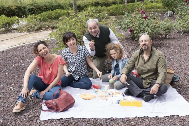 Toda la familia disfrutando de un picnic en el parque