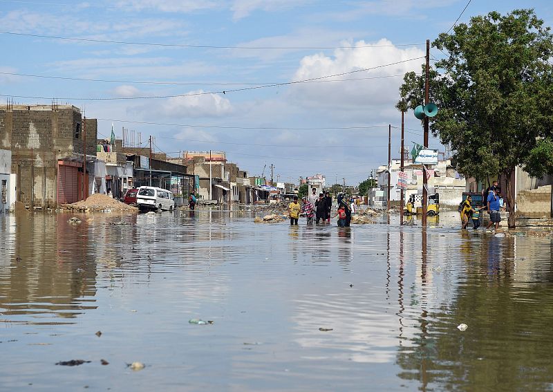 Varias ciudades del distrito de Sindh también sufren el monzón