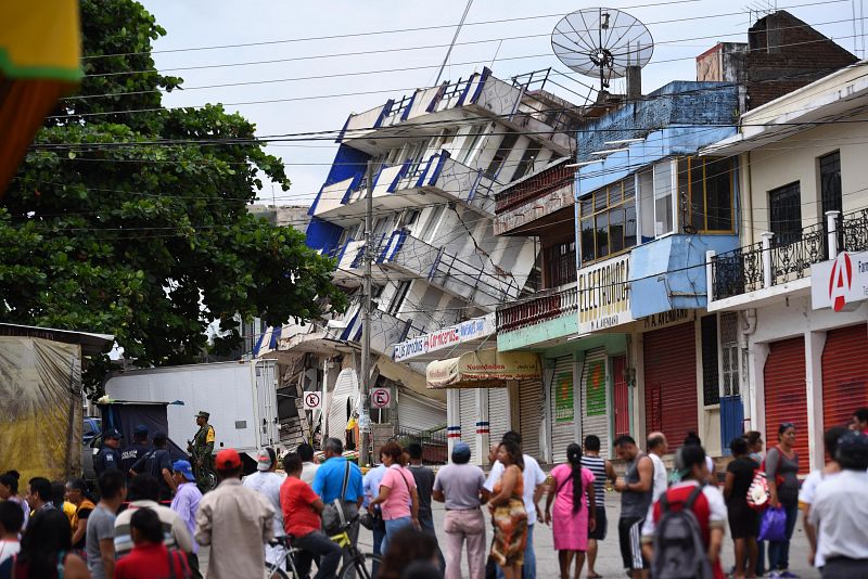 El hotel Ane Centro destruido en el municipio de Matías Romero, en el estado mexicano de Oaxaca