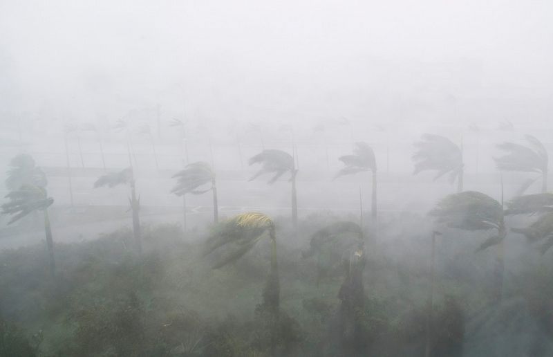 Fuertes vientos y lluvias en Miami, Florida, al paso del huracán Irma el 10 de septiembre.