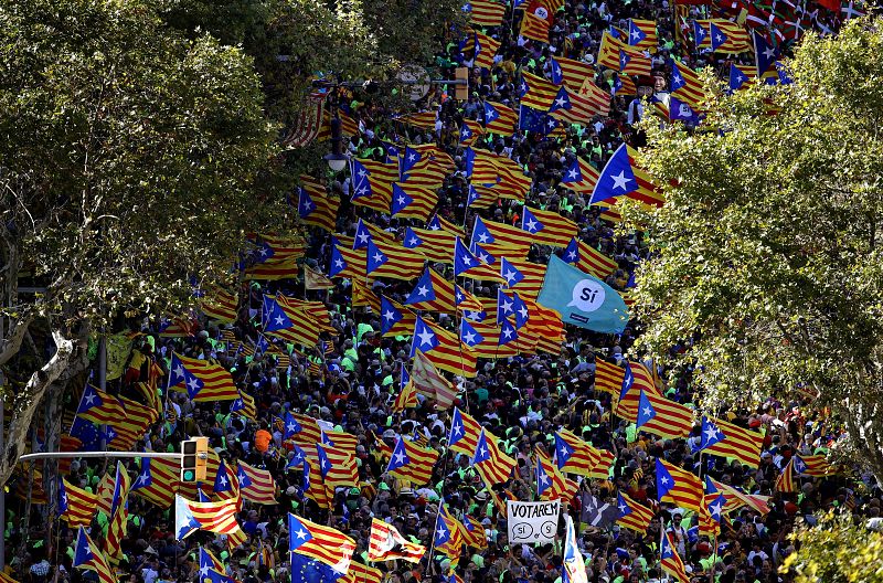 Cientos de banderas esteladas han ondeado durante la marcha