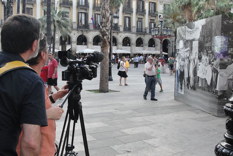 Con Jordi Petit en la plaza Real de Barcelona