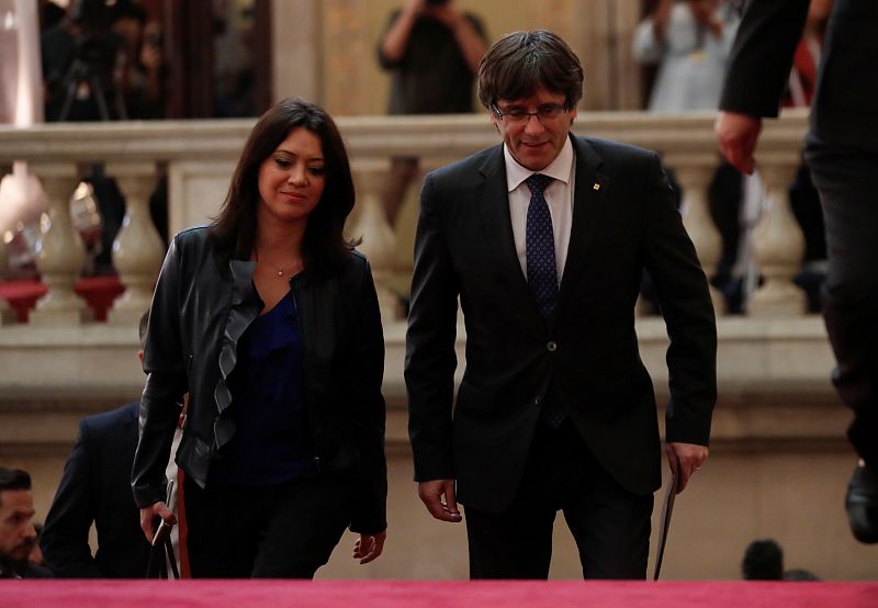 Puigdemont, a su llegada a la Cámara catalana
