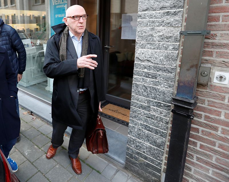 Sacked Catalan leader Carles Puigdemont's Belgian lawyer, Paul Bekaert, arrives at his offices in Tielt in Belgium