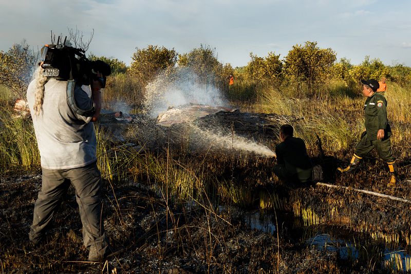 Incendio en una turbera