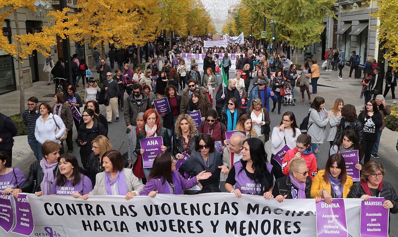 Manifestación del Día Internacional contra la Violencia de Género, organizada por la Plataforma 25N, en Granada