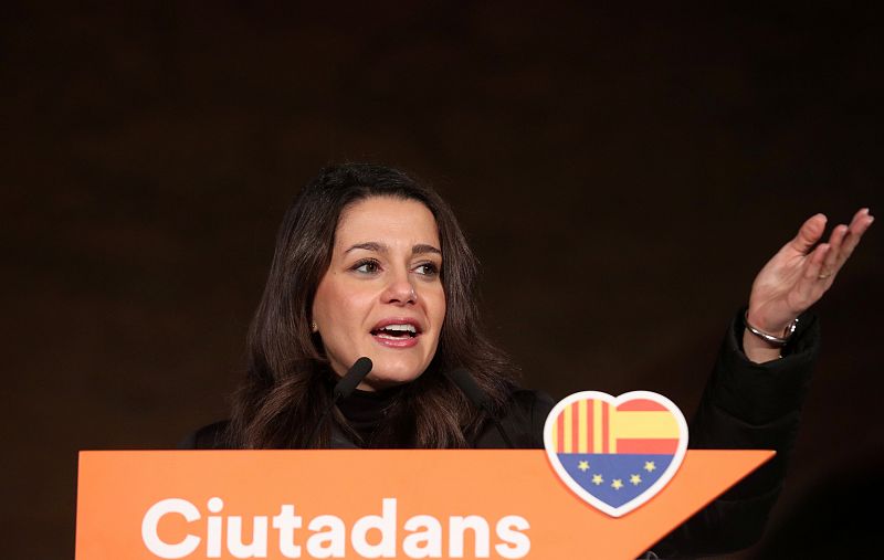 Ines Arrimadas, leader of Ciudadanos in Catalonia addresses the Catalan Ciudadanos campaign closing rally ahead of local elections in Barcelona