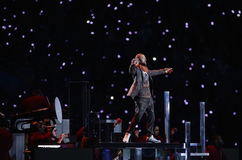 Justin Timberlake, durante su actuación en el intermedio de la Super Bowl