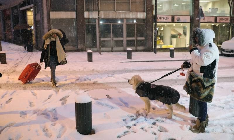 Bilbao amanece bajo una intensa nevada