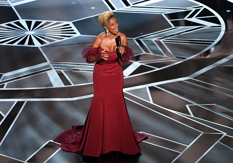 La cantante y actriz Mary J. Blige durante su actuación en la ceremonia de los Oscar