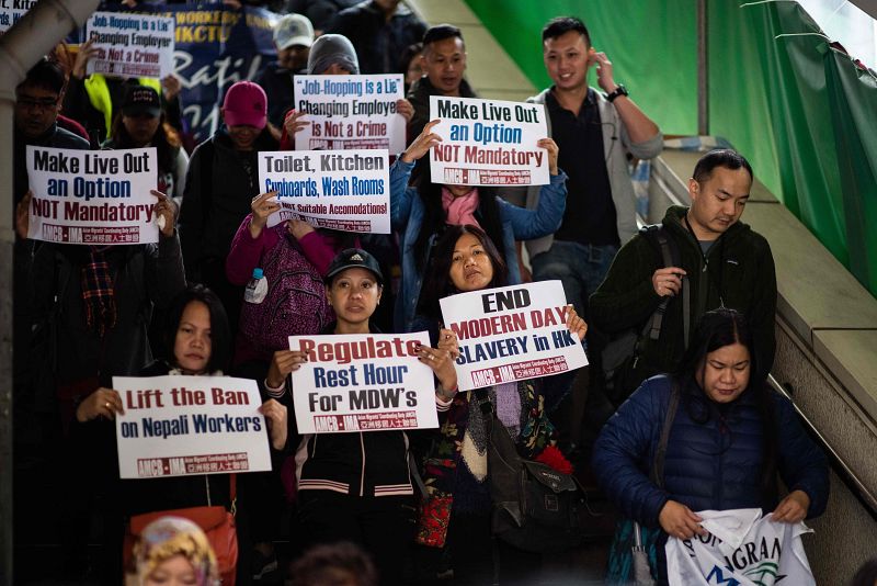 Empleadas del hogar en Hong Kong sin permiso de residencia