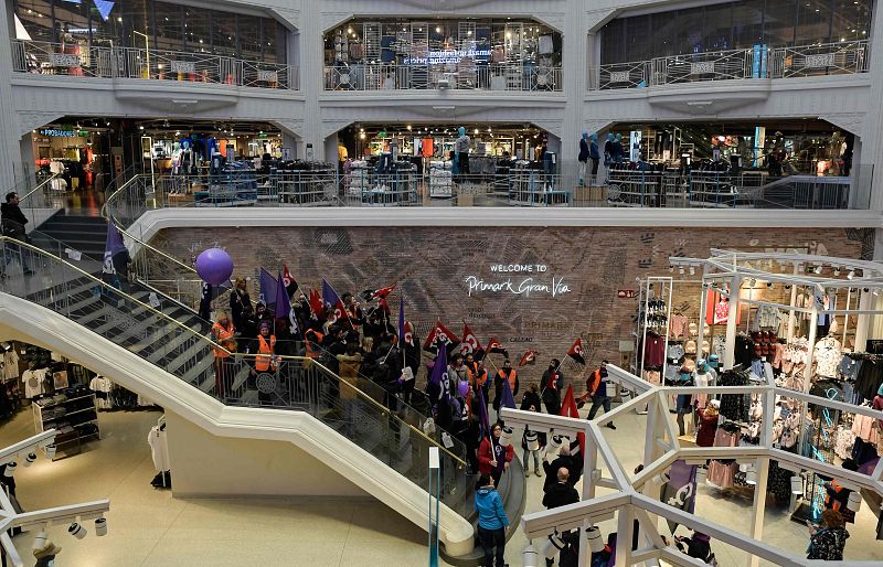 Piquetes en el centro de Madrid