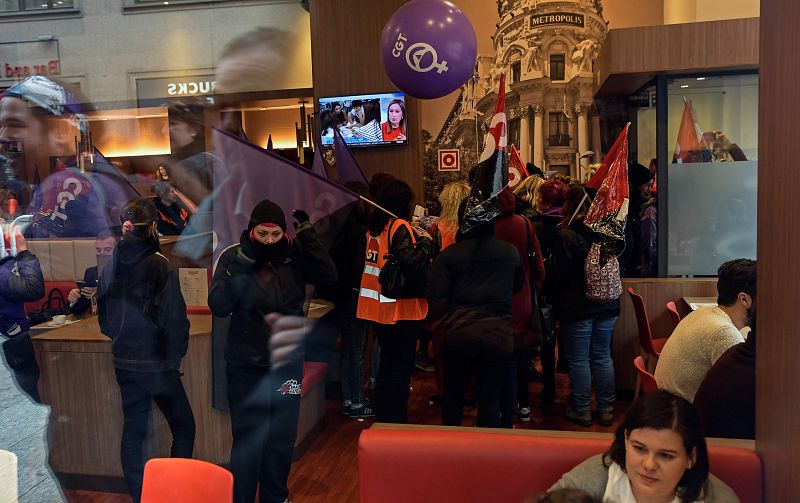 Piquetes en el centro de Madrid