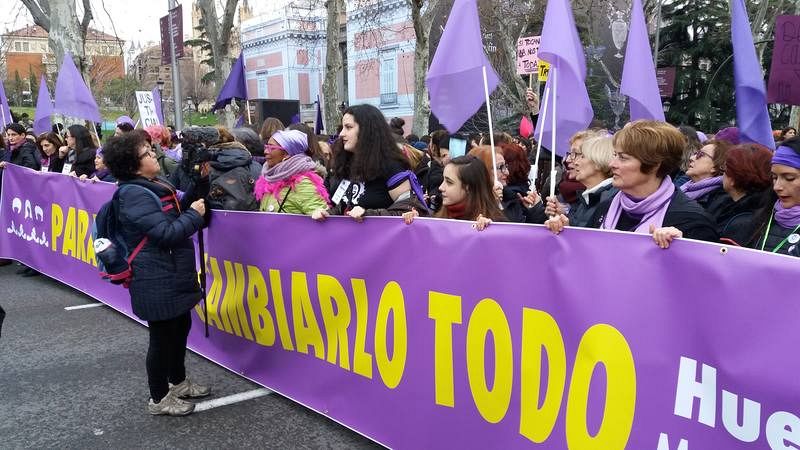 Cabecera de la manifestación en la Plaza de Atocha (Madrid)