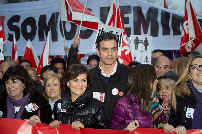 Pedro Sánchez, en la manifestación de Madrid