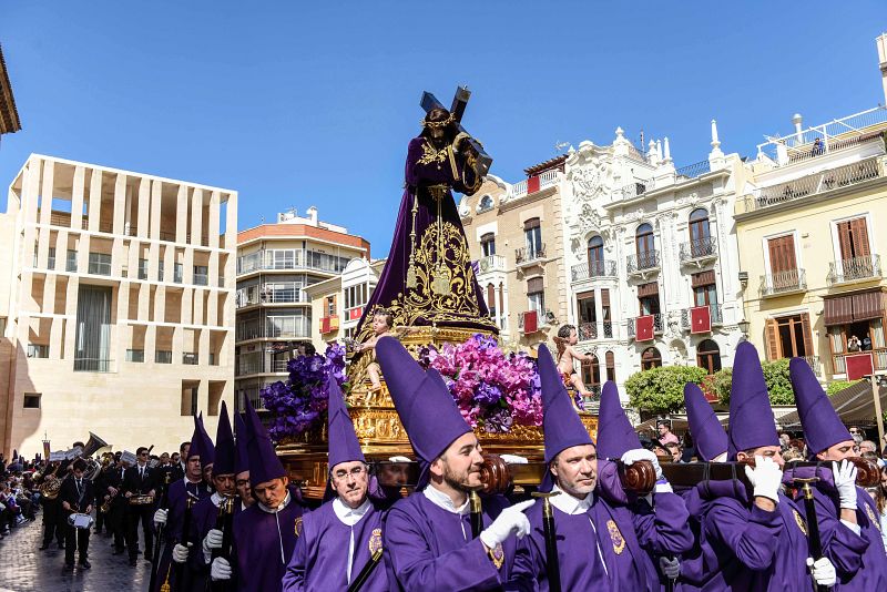 Imagen de 'Nuestro Padre Jesús Nazareno' (1600), en la procesión de los Salzillos, la jornada mas destacada de la Semana Santa murciana