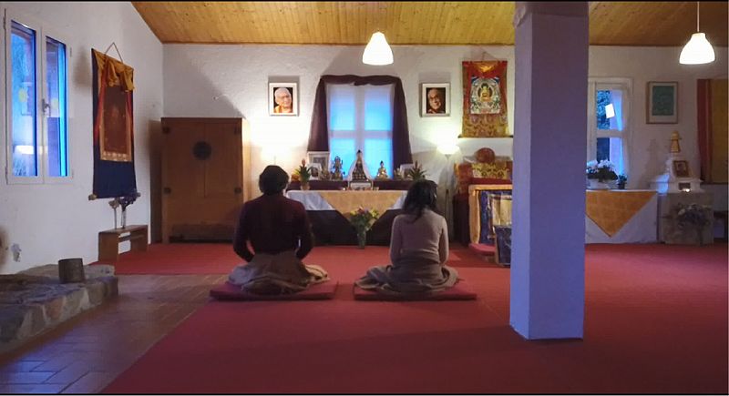 Marina y Hans en el Centro de Meditación Tushita