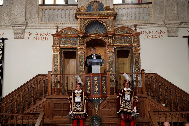 El escritor nicaragüense Sergio Ramírez durante el discurso que ha pronunciado tras recibir el Premio Cervantes