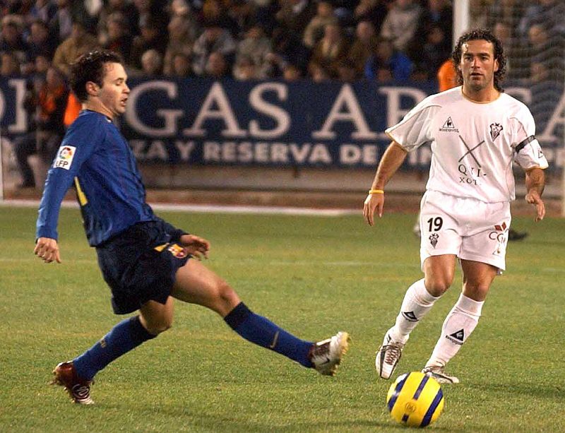 Andrés Iniesta en su único partido disputado en el Carlos Belmonte de su Albacete natal (2004).
