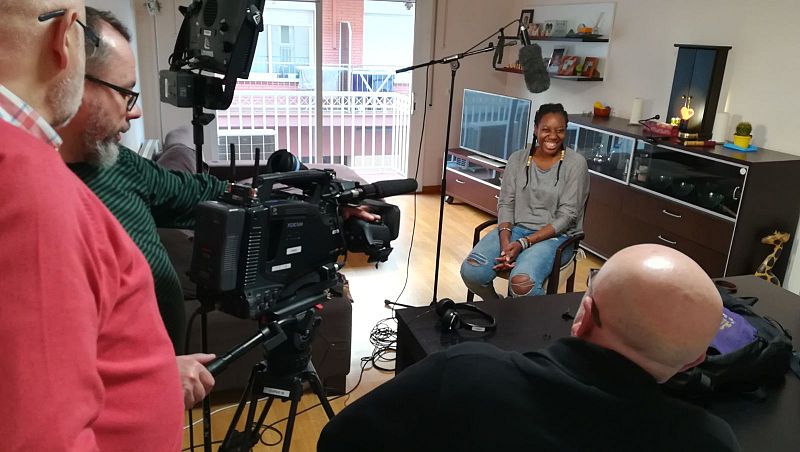 Con Desirée Bela antes de la entrevista