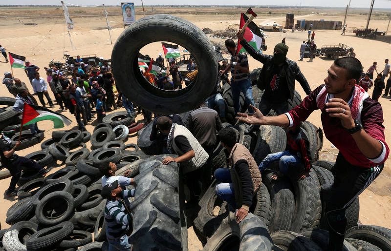 Protesta en Palestina con motivo del 70 aniversario de Nakba