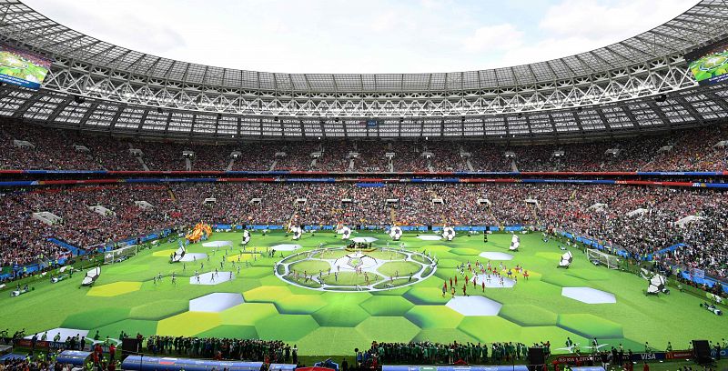 Así lucía el estadio Luzhniki de Moscú en la ceremonia de inauguración.