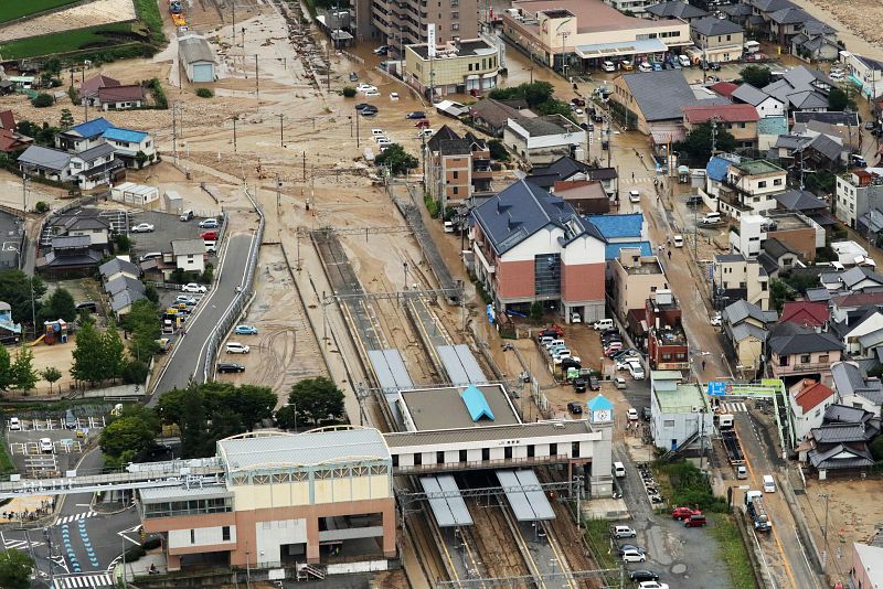 La lluvia ha afectado a la línea JR Sanyo Line Seno, en Hiroshima