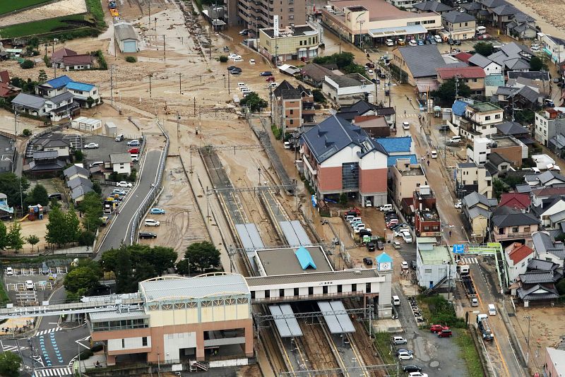 La lluvia ha afectado a la línea JR Sanyo Line Seno, en Hiroshima