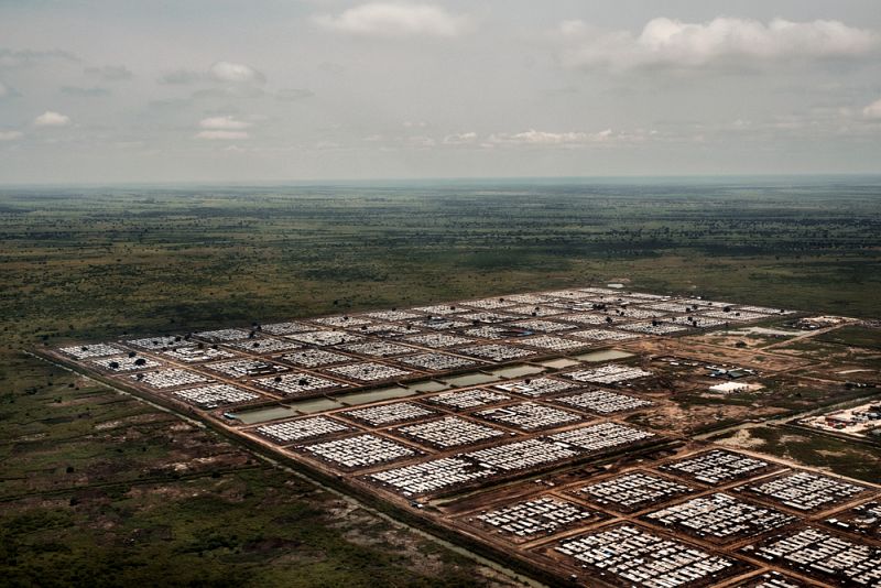 Vista aérea del campo de protección de civiles de Bentiu, uno de los mayores que gestiona la ONU en Sudán del Sur.