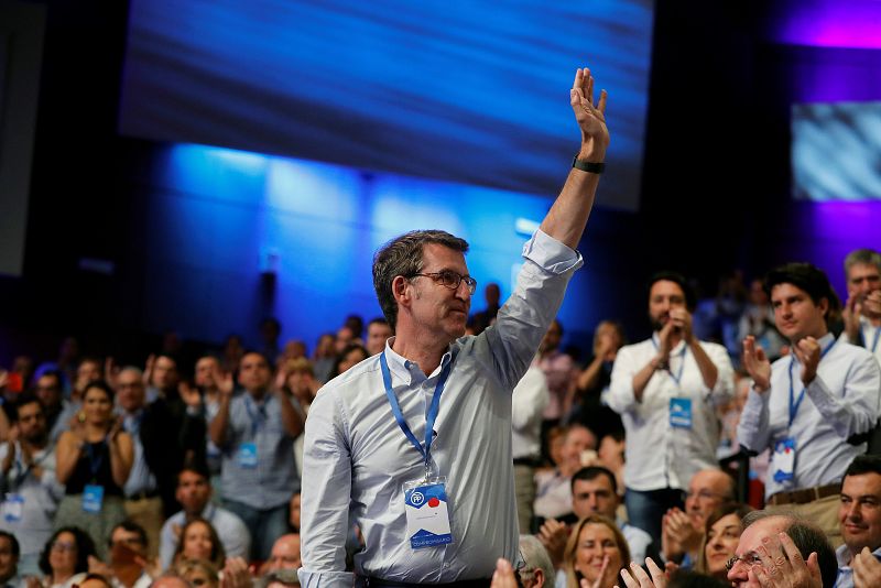 El presidente de la Xunta y líder del PP gallego, Alberto Núñez Feijóo, durante el XIX Congreso del partido