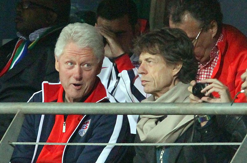 Mick Jagger y Bill Clinton, en el Mundial de Sudáfrica