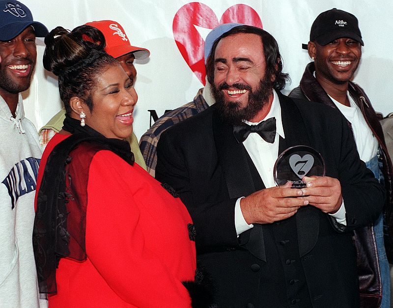 Aretha Franklin junto a Pavarotti