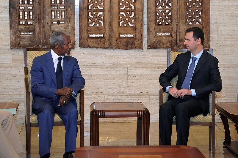 Kofi Annan se reúne en Damasco con el presidente de Siria, Bachar al-Assad (09/07/2012).