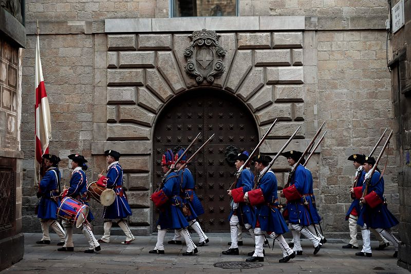 Participantes en una recreación histórica del 11 de septiembre de 1714