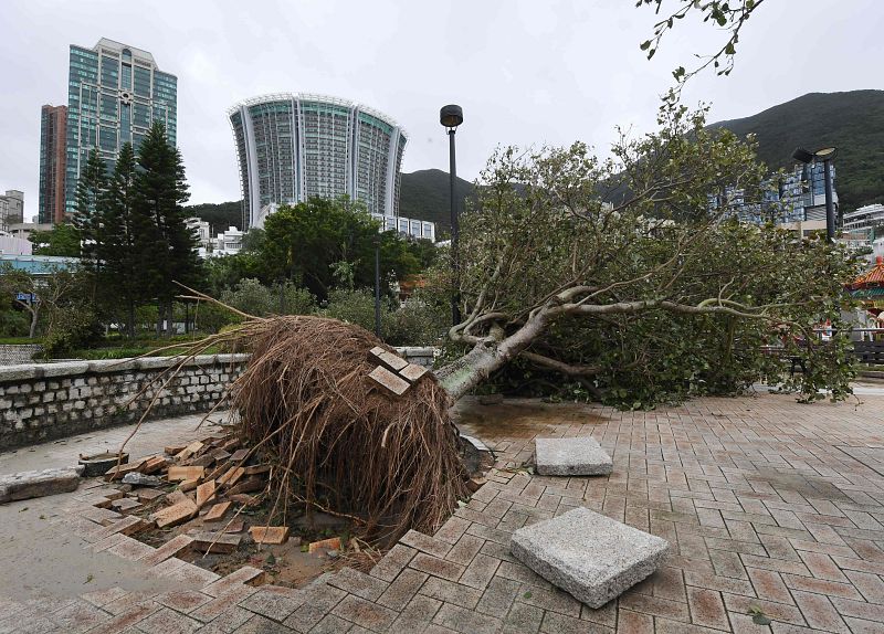 Destrozos en la bahía de Hong Kong