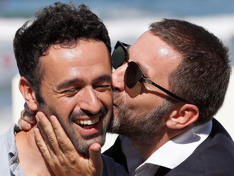 El director Rodrigo Sorogoyen y el actor Antonio de la Torre durante la presentación de El reino, que compite en la sección oficial del festival