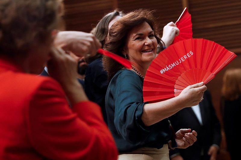 La vicepresidenta del Gobierno, Carmen Calvo, durante su participación en el acto de firma de la Carta por la Paridad y la Igualdad en el Cine
